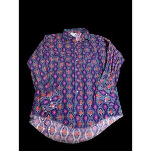 Vtg Dale’s USA Purple Western Pearl Snap Aztec Button Down Men’s Sz L